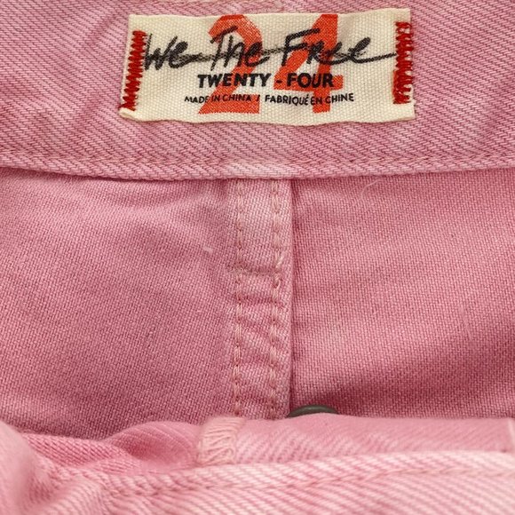 FREE PEOPLE We the Free Pink Button Fly Distressed Cutoff Shorts Size 24 NWOT - Picture 11 of 14